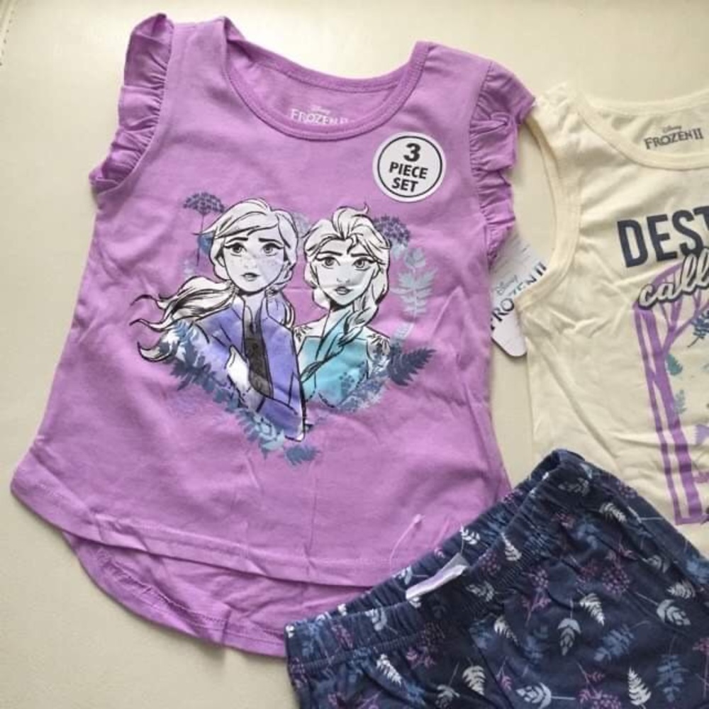 Disney Frozen Elsa Anna purple shorts set - Picture 3 of 8